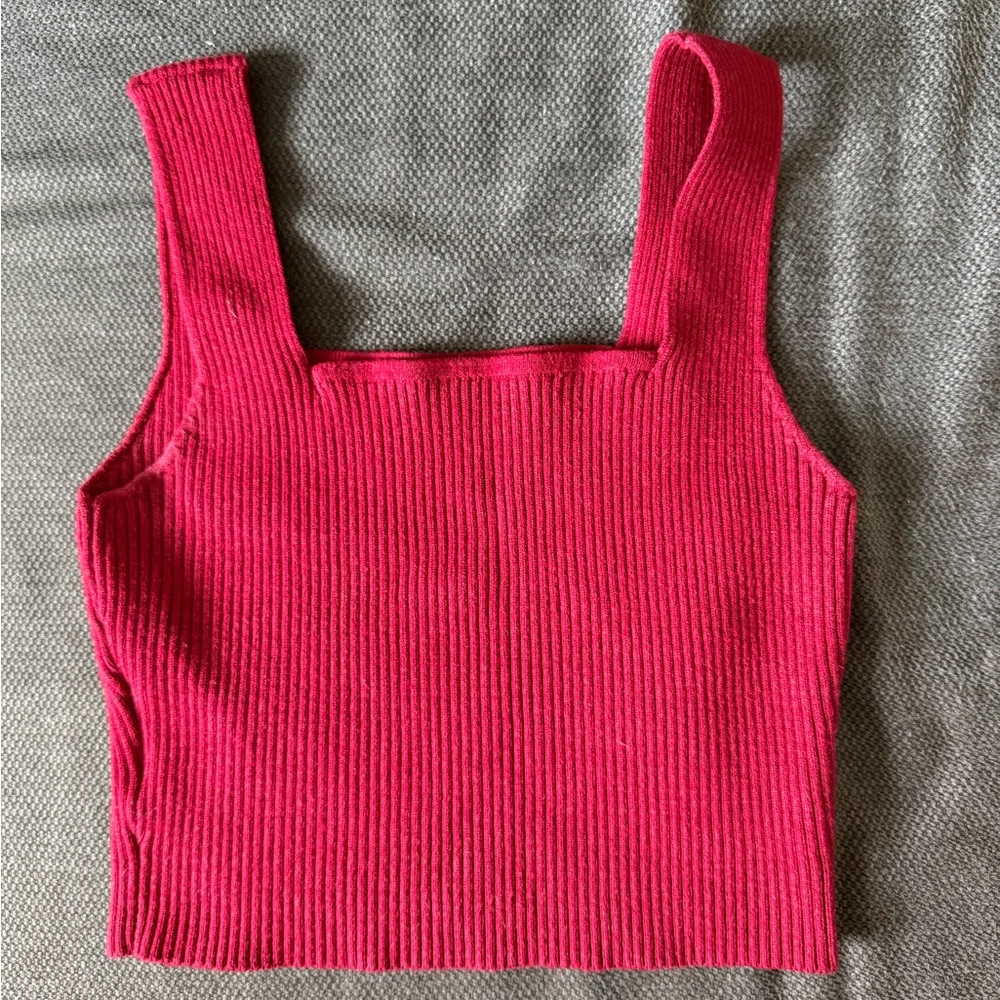 Verdusa Women's Square Neck Sleeveless Solid Ribbed Knit Crop Top Tank